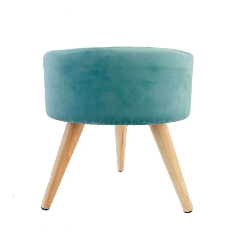 Banqueta Decorativa Suede Verde Aguá