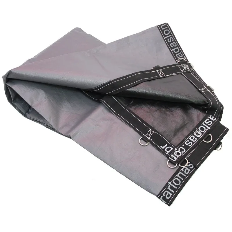 Lona 500 micra resistente cinza preta 8x4 + argolas loneiro