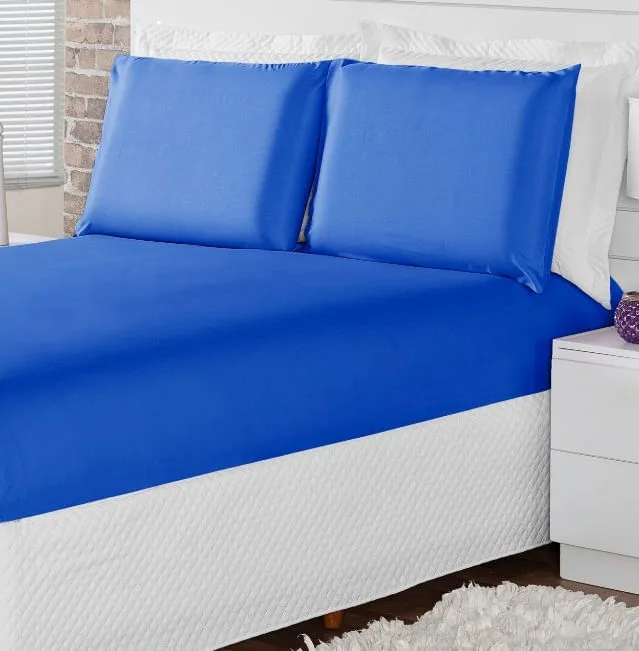 Jogo De Lençol Solteiro Cama Box 02 Peças C/ Elástico Azul