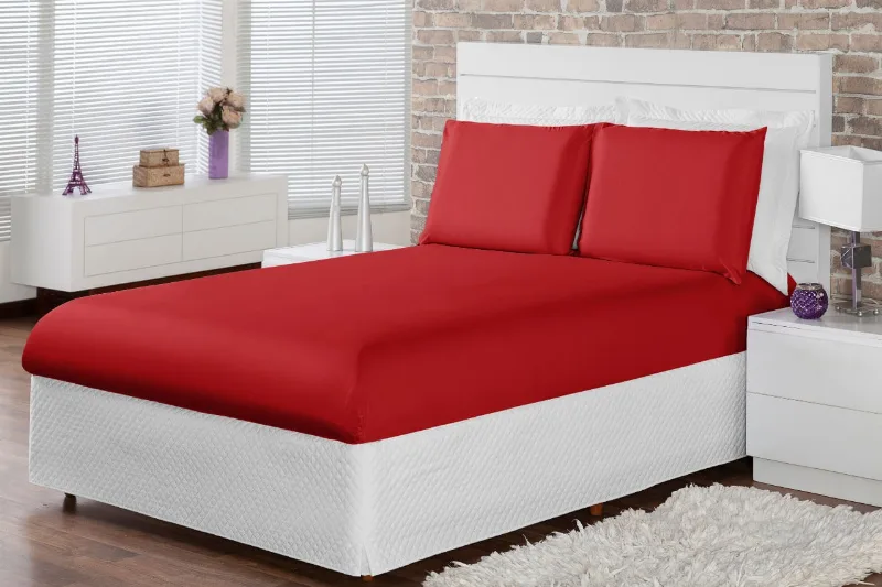 Jogo Lençol Casal Padrão Cama Box 3 Peça C Elástico Vermelho