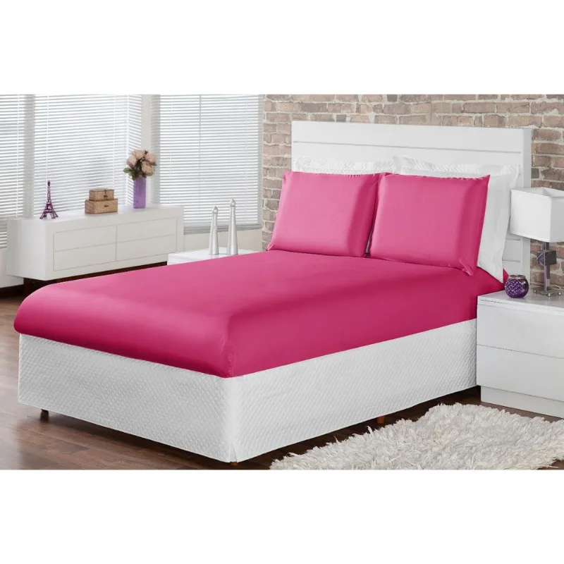 Jogo De Lençol Solteiro Cama Box 02 Peças Com Elástico Pink
