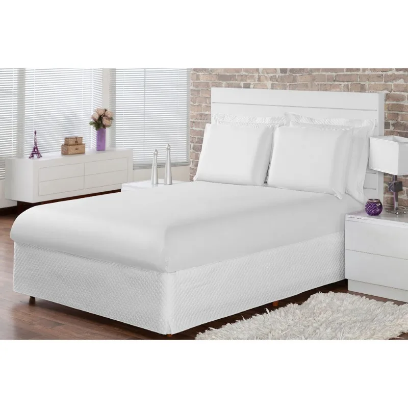 Jogo Lençol Casal Padrão Cama Box 3 Peça Com Elástico Branco