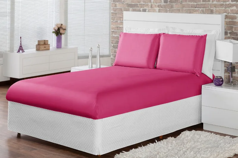 Jogo Lençol Casal Padrão Cama Box 04 Peças Com Elástico Pink