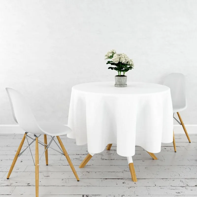 Toalha De Mesa Redonda 6 Lugares Branca Oxford Mesa Chiq Luar