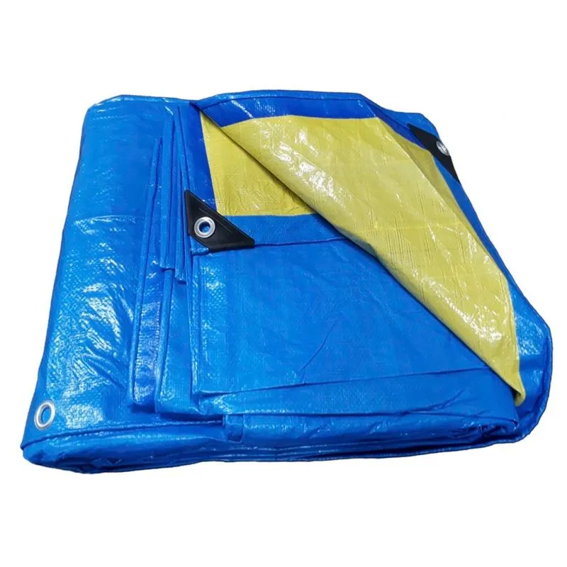 Lona top multiuso 5x6 azul e amarela com 150 micras + ilhos
