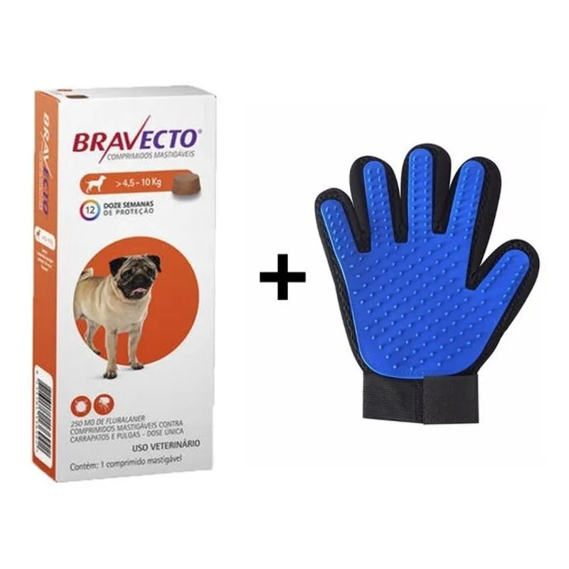 Kit Bravecto Antipulgas + Luva Nano Magnética Tira Pelos