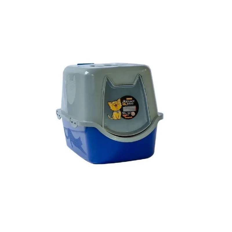 Banheiro Fechado Azul Para Gato Com Pá E Filtro