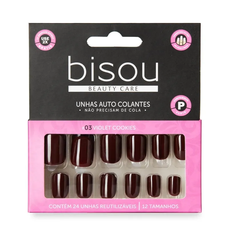 Unhas Autocolantes Bisou Beauty Care - Violet Cookies