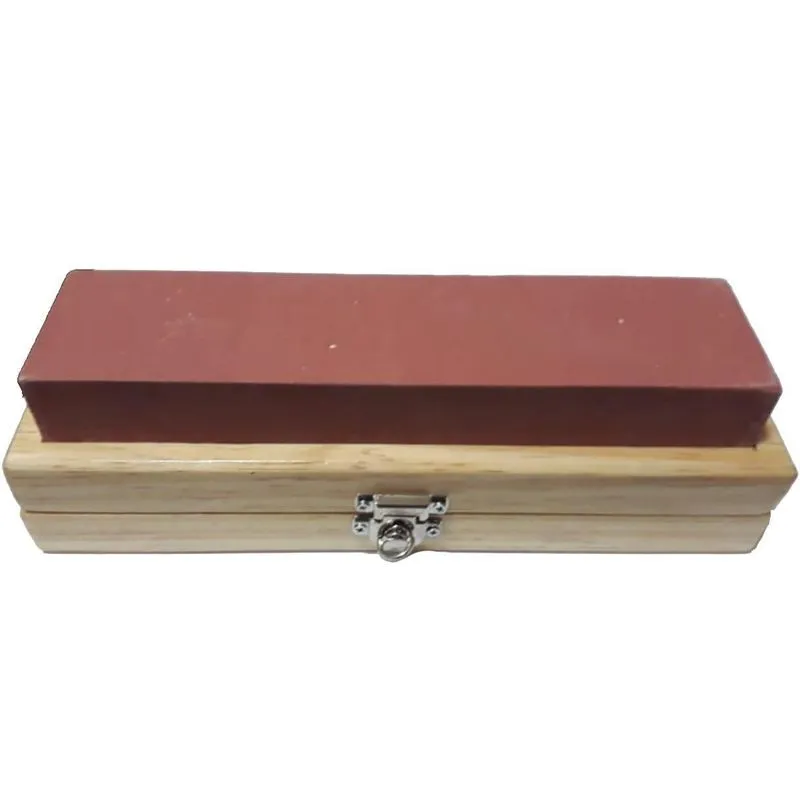 Kit Pedra Afiar Carborundum 400 Com Caixa Suporte Madeira