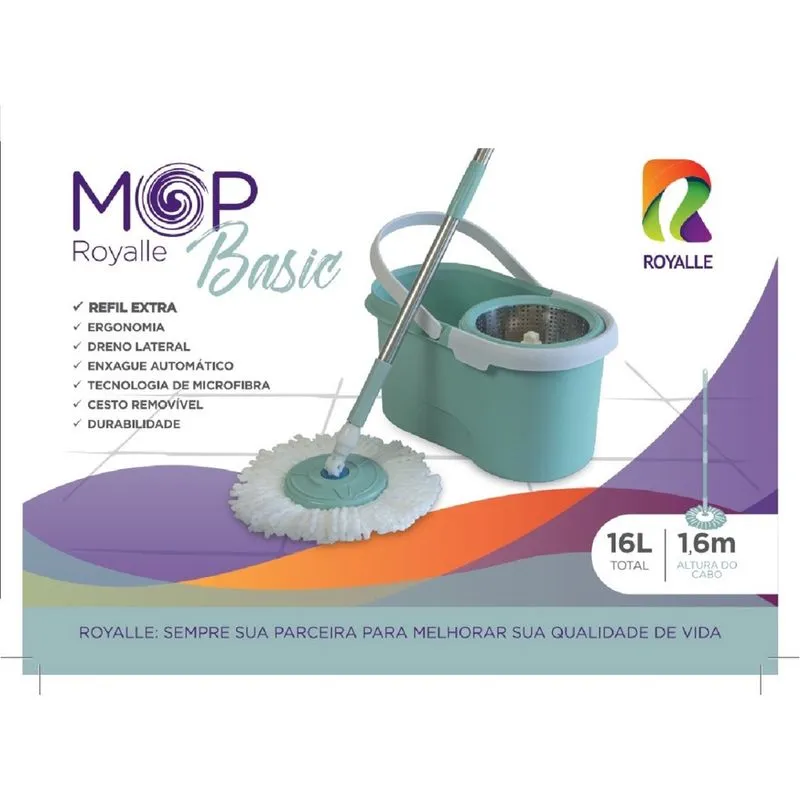 Balde Mop Spin royalle basic Cabo 1,60 Cesto Inox Com 2 Ref