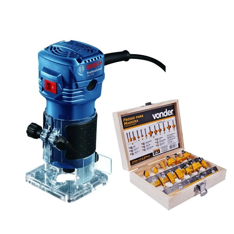 Tupia Manual Bosch 110V Gkf 550 550W E Acessórios