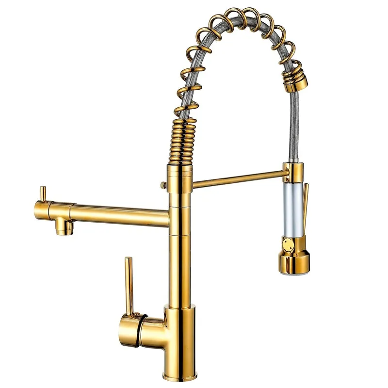 Torneira Cozinha Gourmet Dourada Misturador Monocomando 55cm