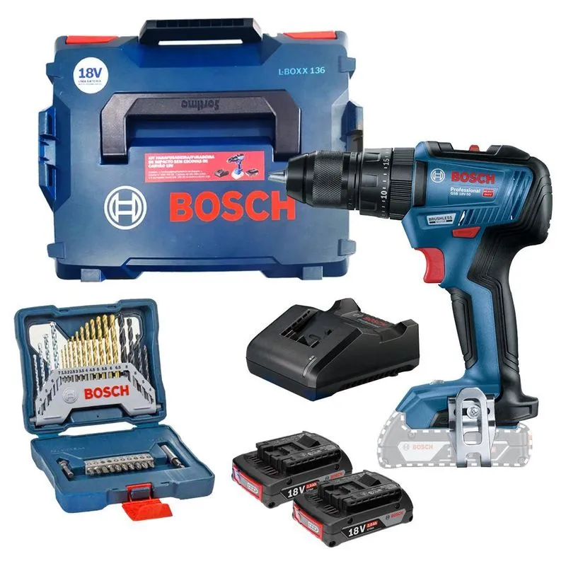 Parafusadeira Furad Impcto 18v Bosch Gsb 18v-50 Brush + Aces