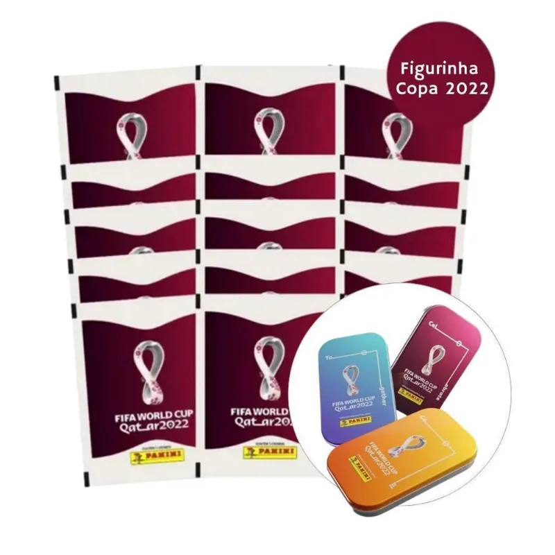 Kit 100 Figurinhas Da Copa Do Mundo 2022 + Lata Pocket