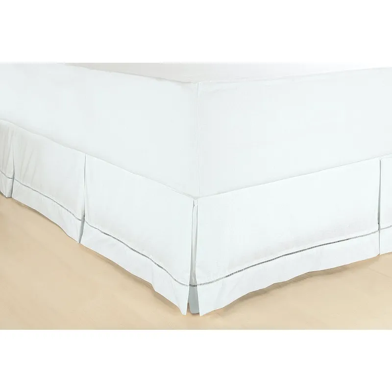 Saia box ponto palito percal queen - branca PT