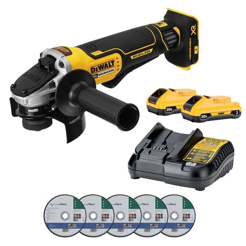 Esmerilhad Dewalt Brush 20v Dcg413b 4.1/2 + 2bat 3a + Carreg