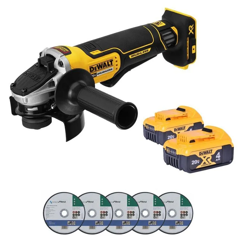 Esmerilhadeira Brush 20v Dcg413b 4.1/2 Dewalt + Bat E Discos
