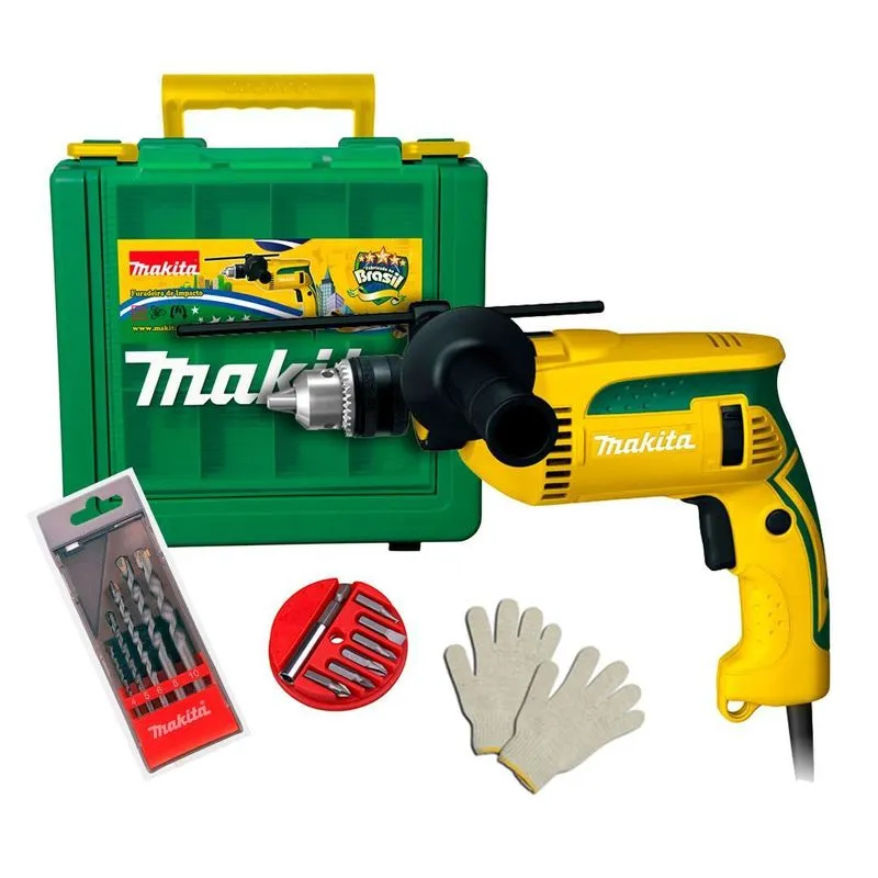 Furadeira Impacto 1/2 760W Makita HP1640KBR + Acess 110V