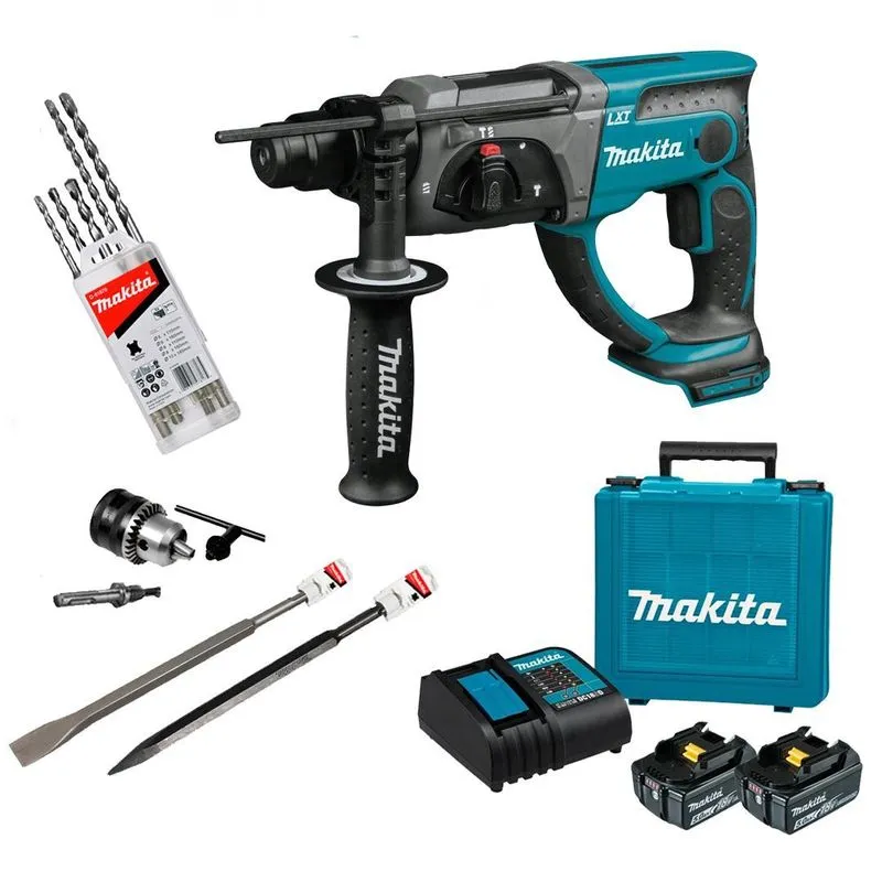 Martelete Combinado Makita Dhr202z 18v + Kit Bateria E Acess