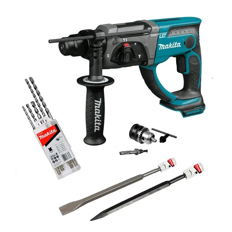 Martelete Combinado Makita Dhr202z 18v + Kit Makita + Mandril