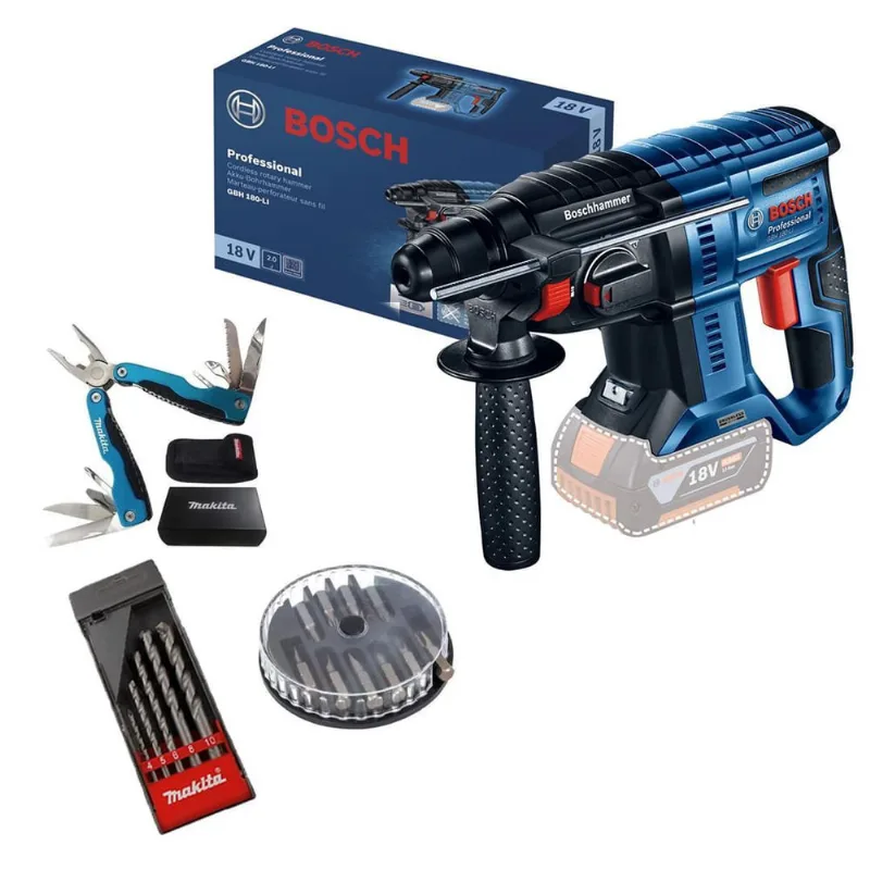Martelete 18V Bosch Gbh180-Li Brush s/ Bat + Alicate Brocas