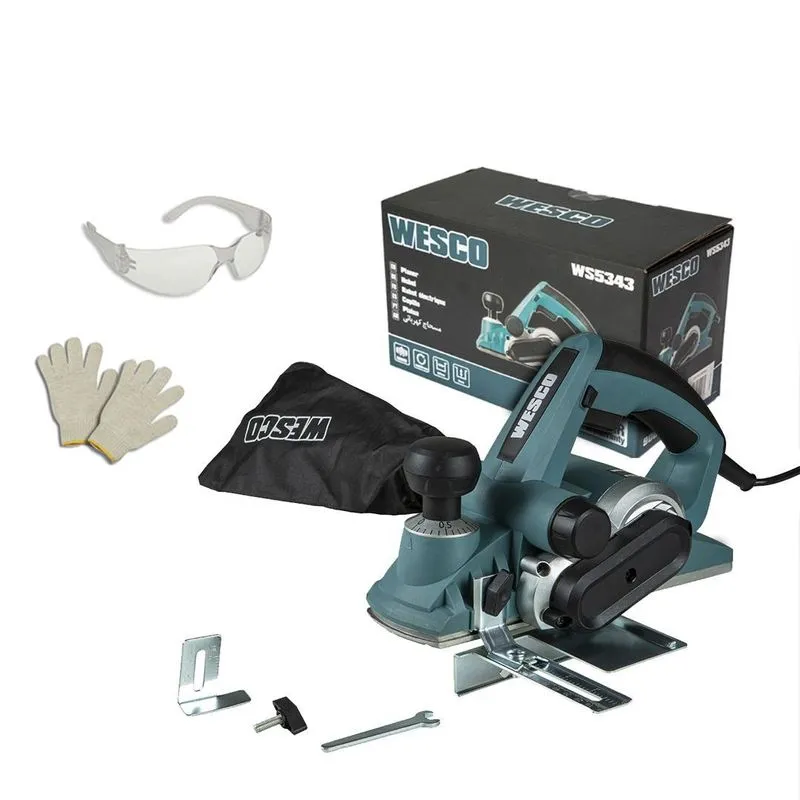 Plaina 82mm 900w Mod Ws5343 Wesco + Guia + Oculos E Luvas