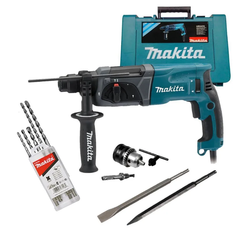 Martelete Perfurador Sds Makita Hr2470 800W + Kit Sds 110V