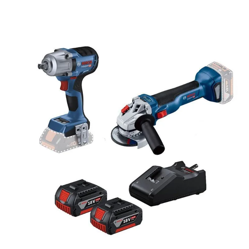 Combo 18V Bosch Gds18V-450 + Gws18V10 + 2Bat 4A + Carreg