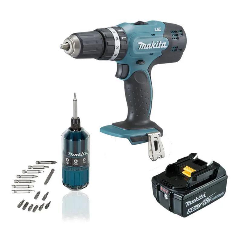 Parafusad Furad Impcto Makita 18V Dhp453Z + 1Bat 5A + Bits