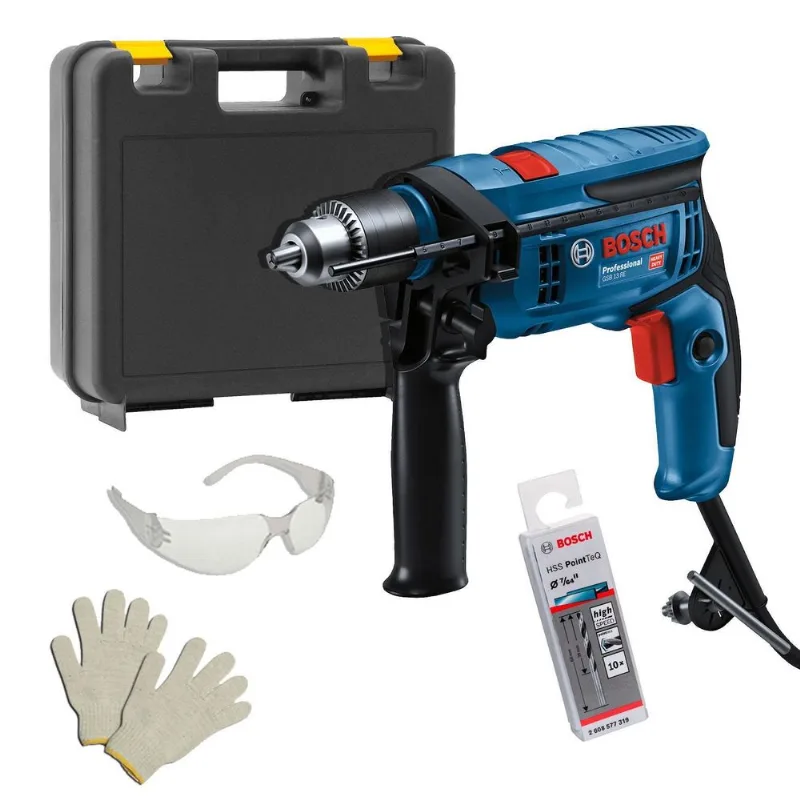 Furadeira Bosch 750W Gsb13Re + Brocas Hss + Maleta 220V