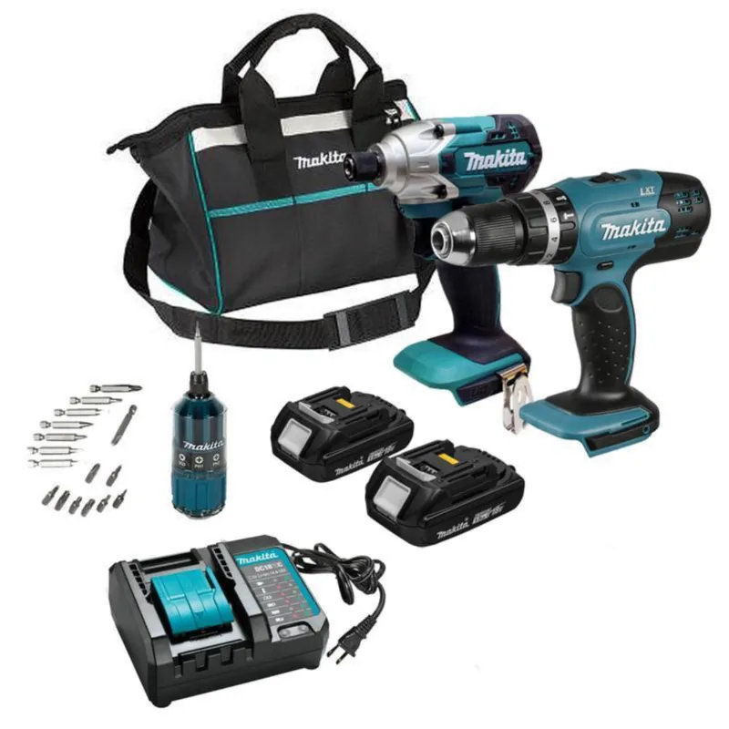 Kit Parafusadeiras Impacto 18V Makita Dlx2336Y01 + Kit Bits