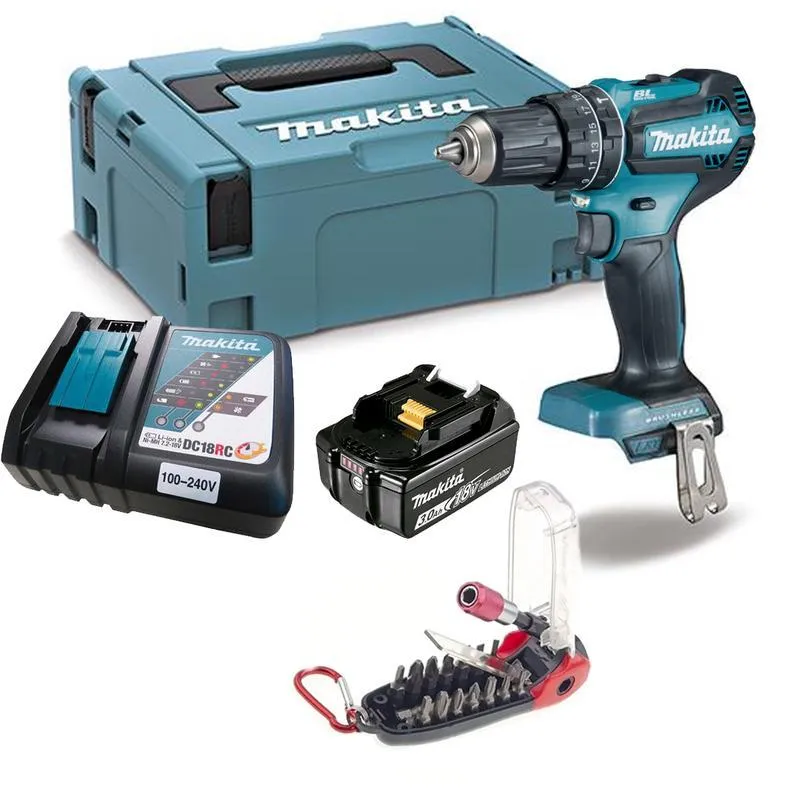 Parafusadeira Makita 18v Dhp485rf1j Malet 1bat 3a + Kit 18