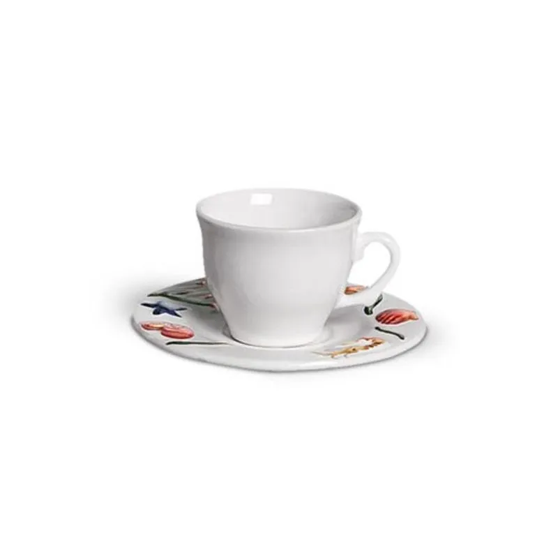 Conjunto De 6 Xícaras Café Com Pires Em Cerâmica Linha Mar