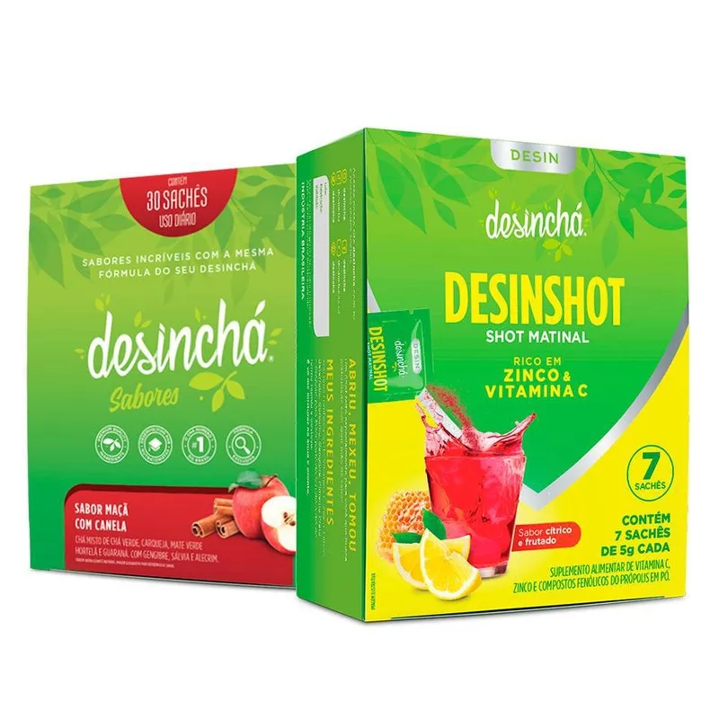 Combo Desinshot + Desinchá Sabor Maçã Com Canela