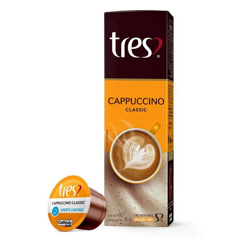 Cápsula De Bebida Cremosa, Cappuccino, 10 Unidades, Tres