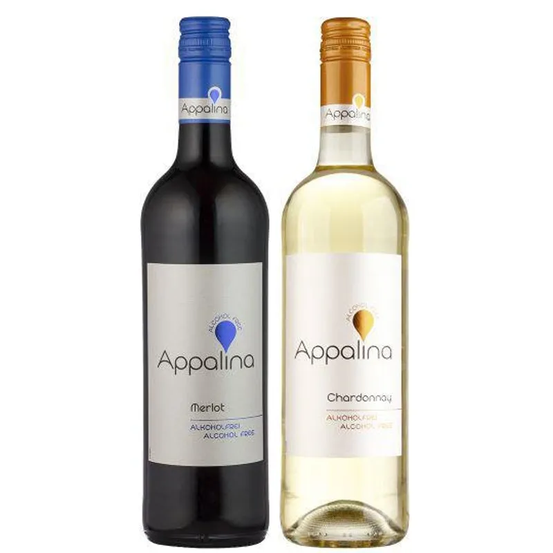 Vinhos Sem Álcool Appalina 1 Merlot E 1 Chardonnay - 750 Ml