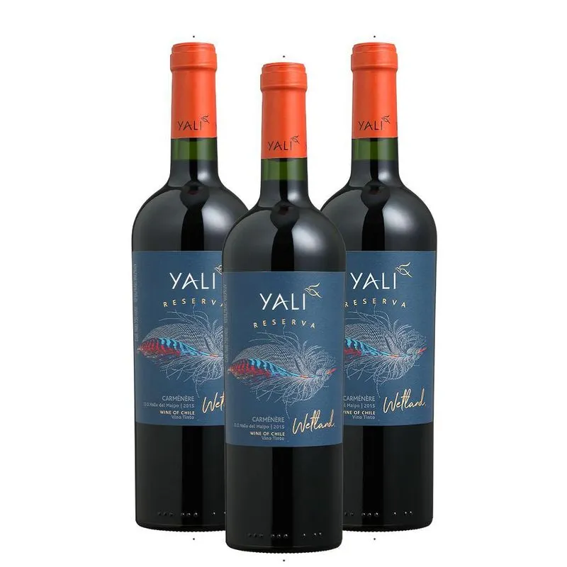 Kit 3 Vinhos Yali Wetland Reserva Carménère 750ml