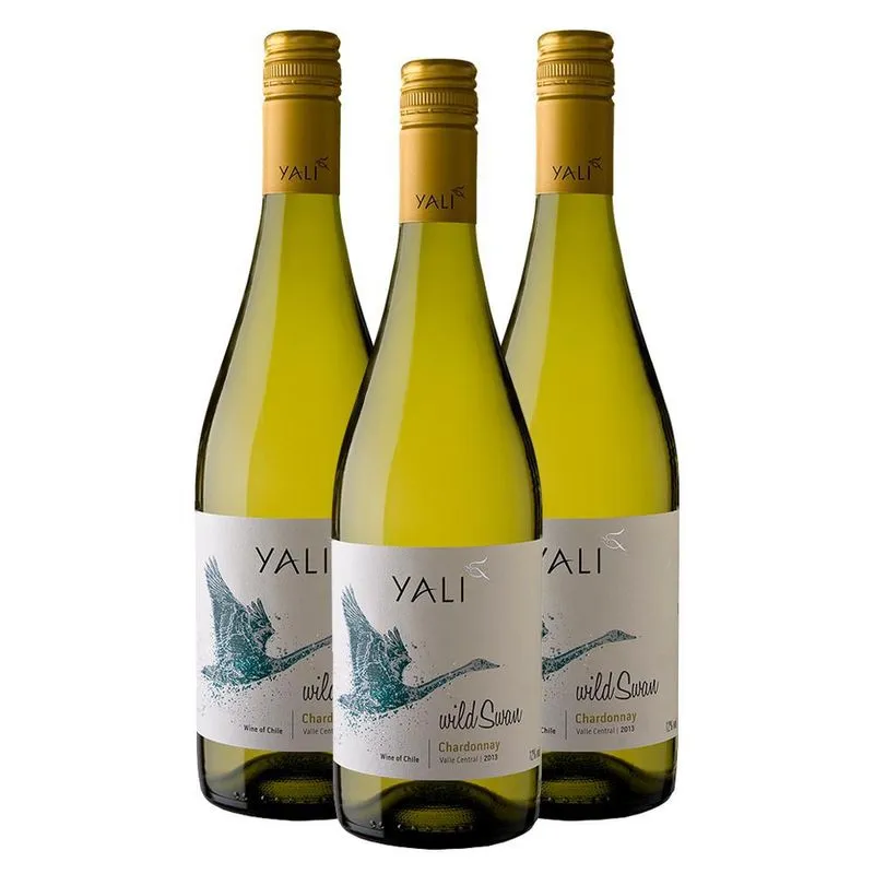 Kit 3 Vinhos Yali Wild Swan Chardonnay 750ml