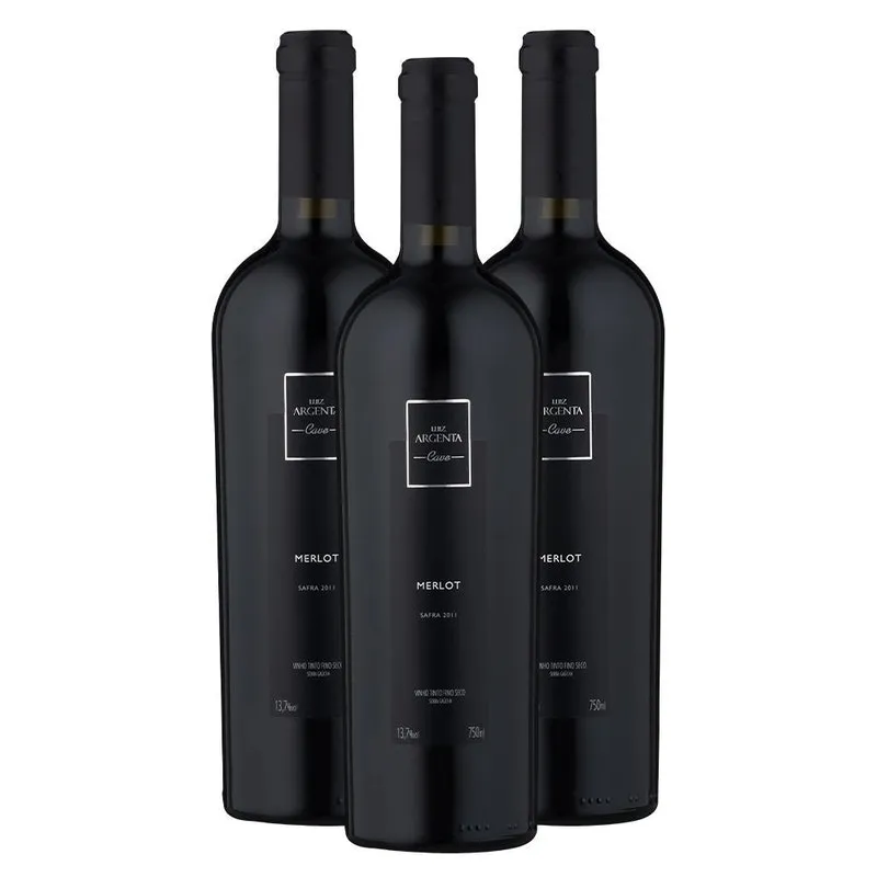 Kit 03 Vinhos Luiz Argenta Cave Merlot 750ml