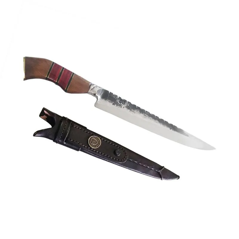 Faca Artesanal Forjada Bruta 10'' 37cm Cabo Imbuia sg 32.10