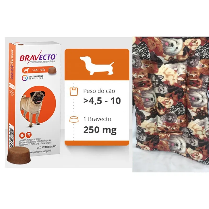 Kit Bravecto De 4,5 A 10 Kg + Caminha