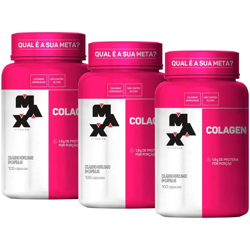 Kit 3X Colágeno Hidrolisado 100 Cápsulas - Max Titanium