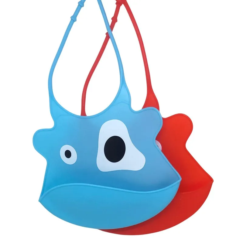 Kit 2 Babadores Silicone Com Coletor De Migalhas Azul Verm