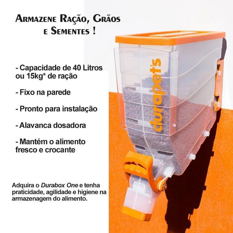 Dispenser De Parede 15kg/40 Litros De Ração E Grãos