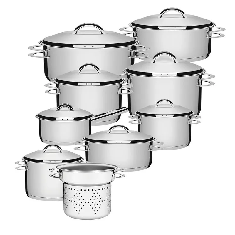 Jogo De Panelas 9 Peças Inox Fundo Triplo Solar Tramontina