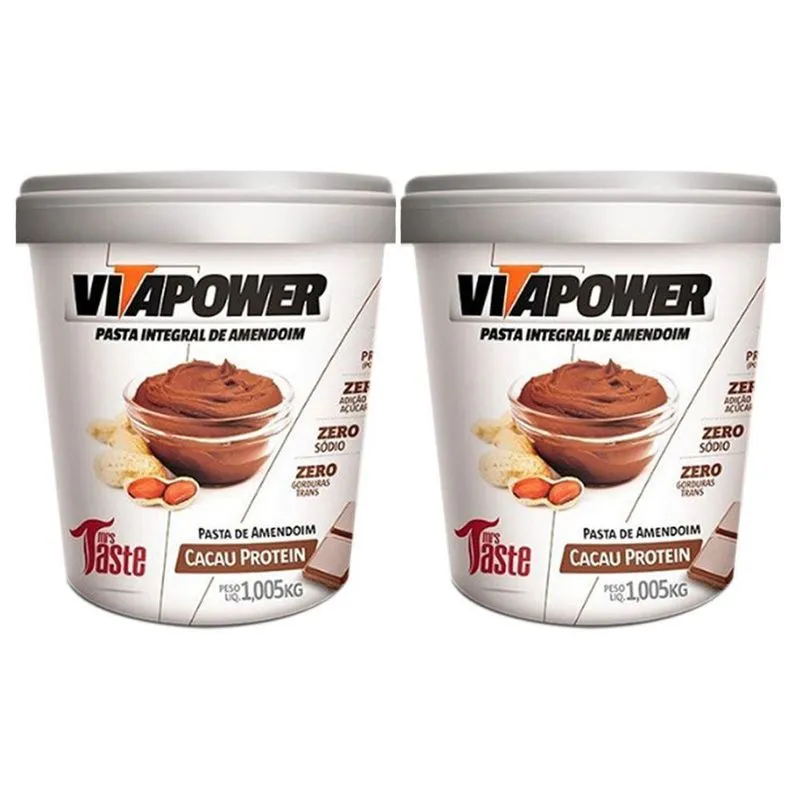 Pasta De Amendoim 1kg Cacau 2 Un Vitapower