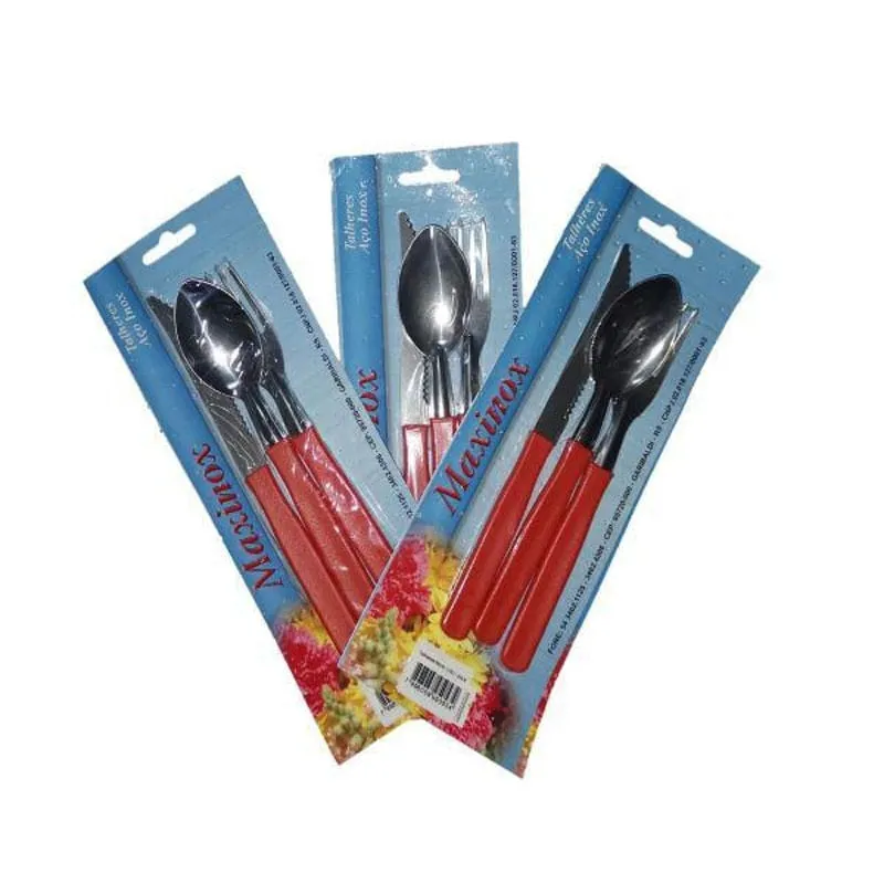 Talheres Avulsos Vermelhos 24 Peças/ Colher,Garfo,Faca