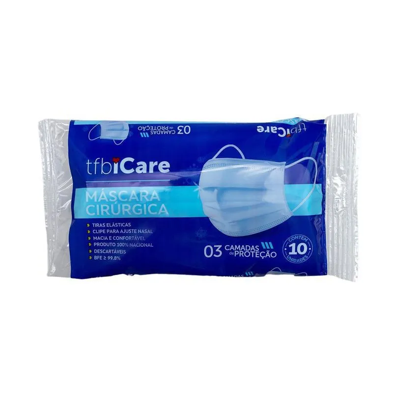 Kit 10 Máscaras Cirúrgica Camada Tripla Proteção Selo Anvisa