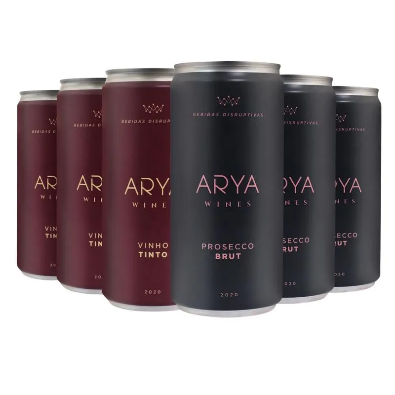 Vinho Em Lata - Arya Wines Prosecco E Tinto Kit 6 Latas