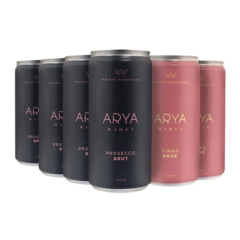 Vinho Em Lata - Arya Wines Rosé E Prosecco Kit 6 Latas